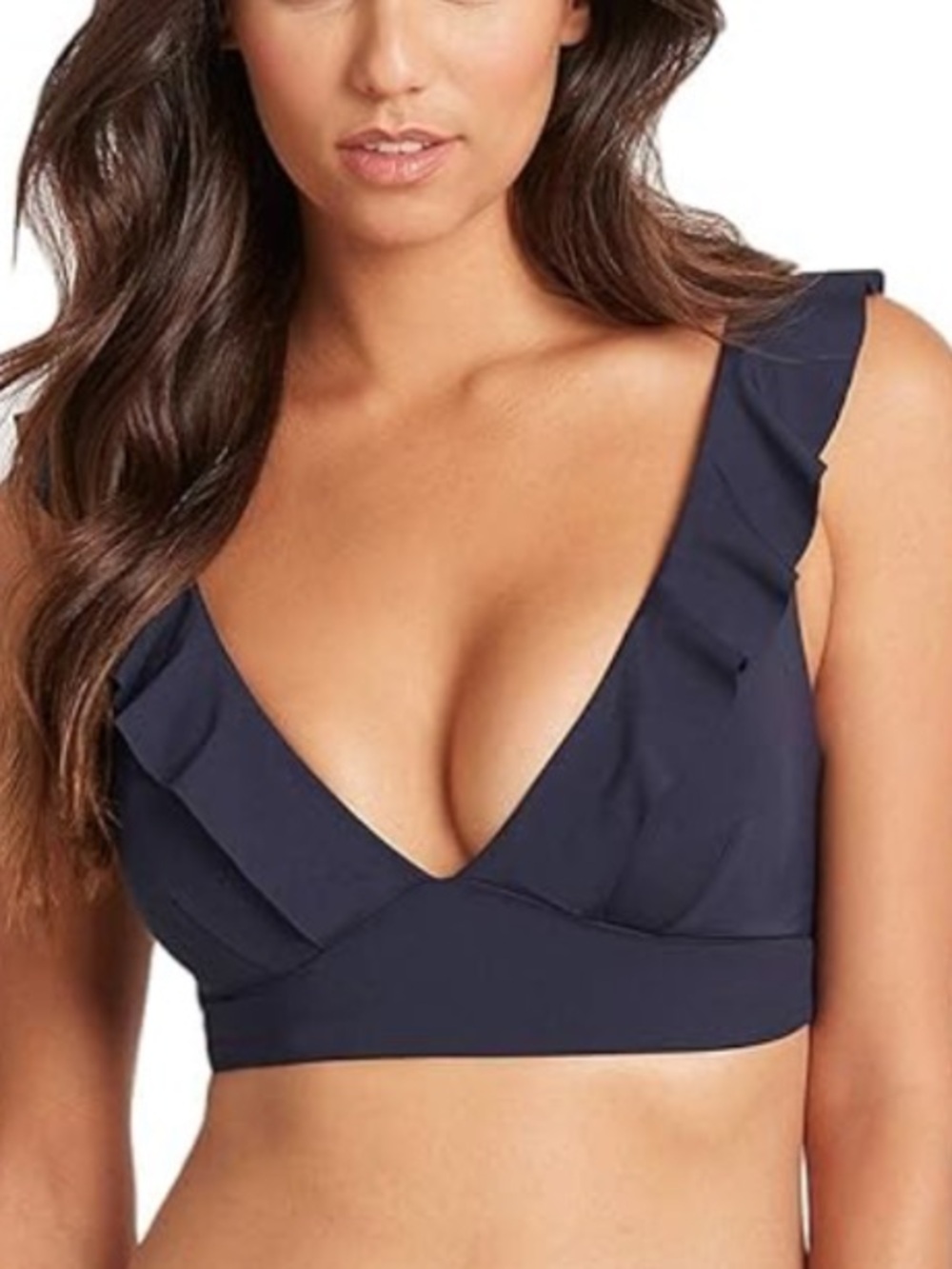 Sea Level Australia Women’s Frill Bra Black Bikini Top Size US 8